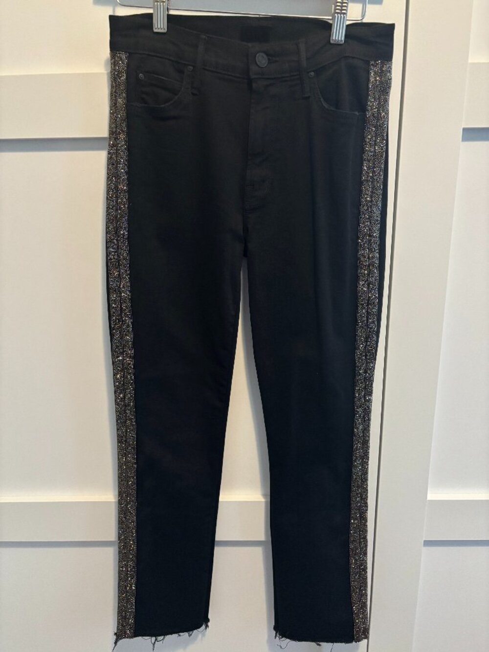 MOTHER Black High Waisted Looker Ankle  Fray Jeans Guilty Flash (#106)